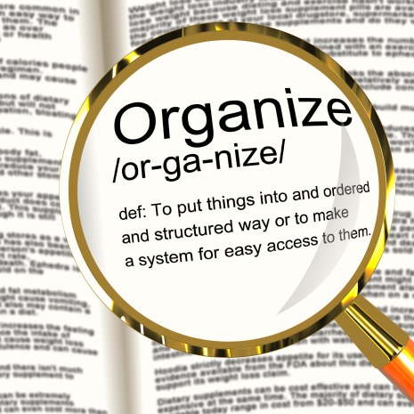 Organize Definition Magnifier Showing Managing Or Arranging Into Structure